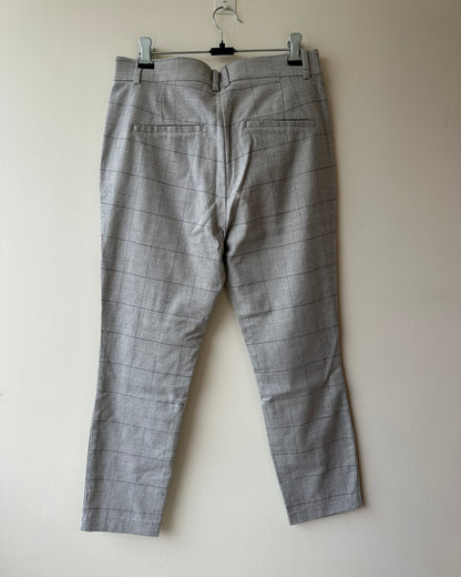 Grey checks mid rise formal trousers