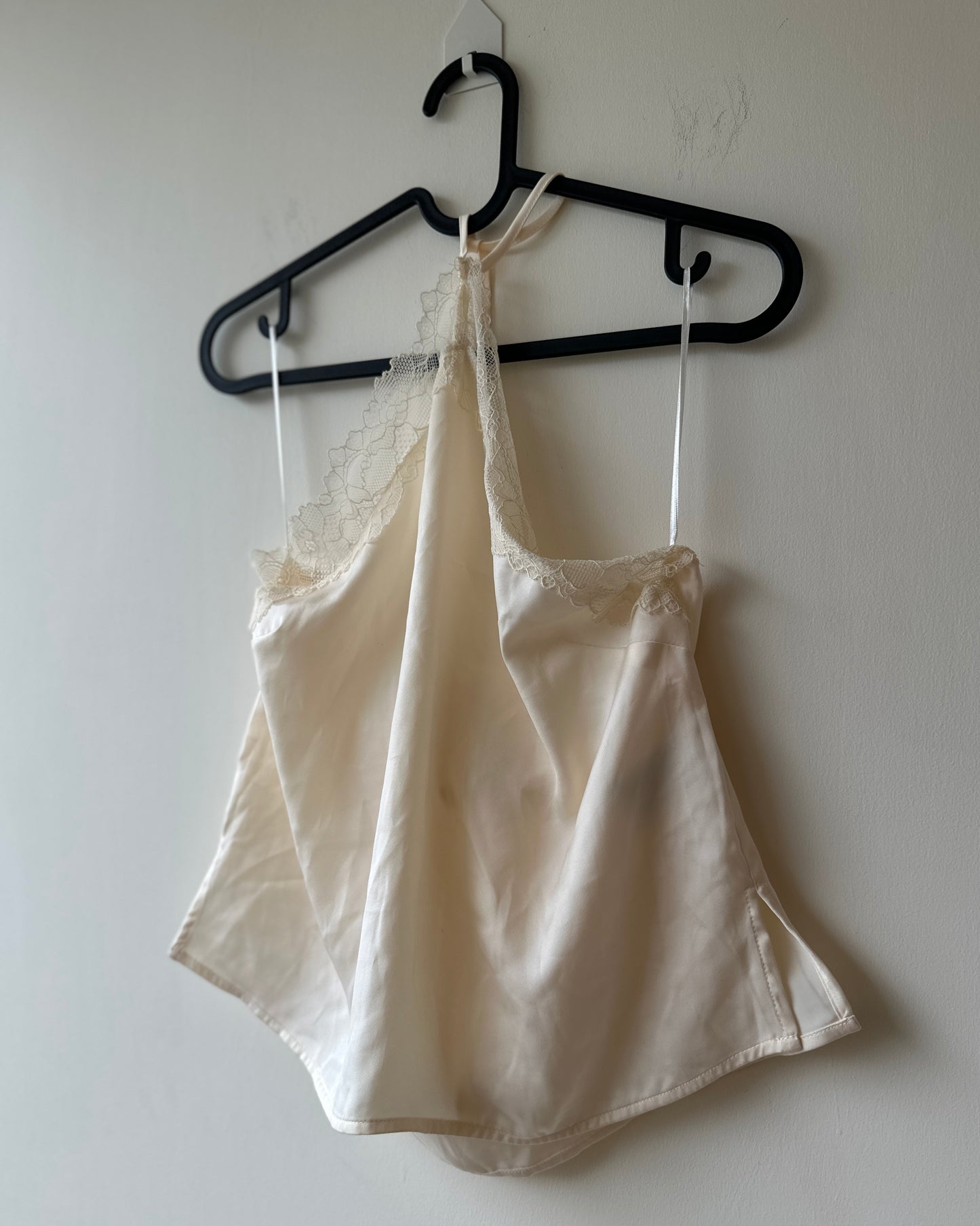 Beige halterneck satin top