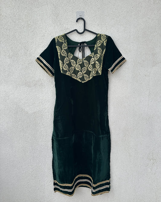 Green velvet kurta