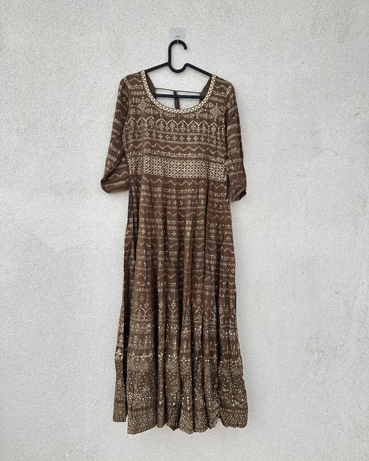 Brown foil print kurta