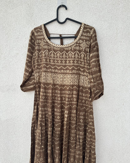 Brown foil print kurta