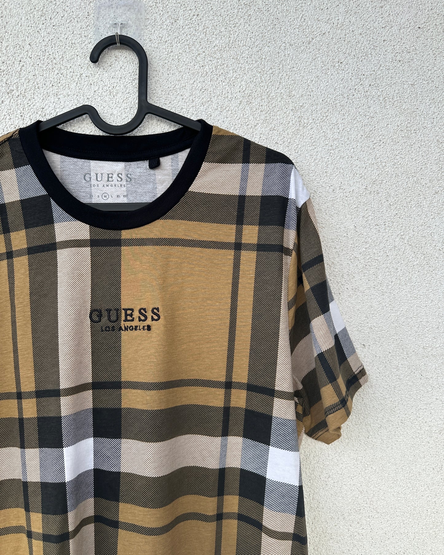 Brown and black chequered T-shirt
