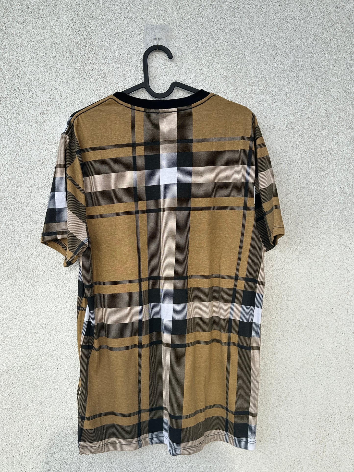 Brown and black chequered T-shirt