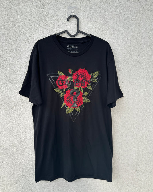 Black T shirt with roses
