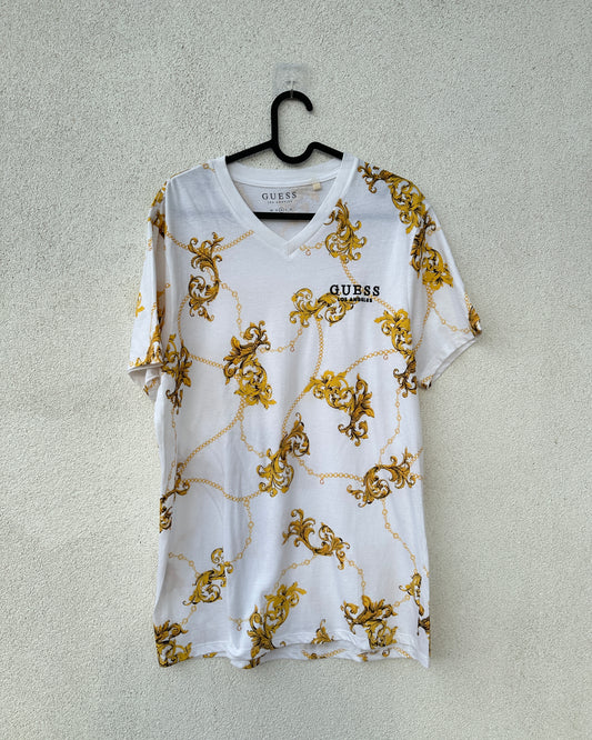 White T shirt with yellow print