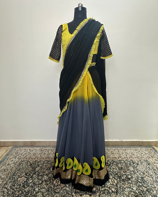 Black and yellow langa voni set (3 pcs)