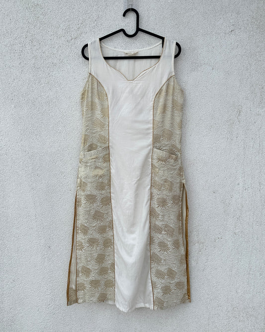 White kurti with gold panelling