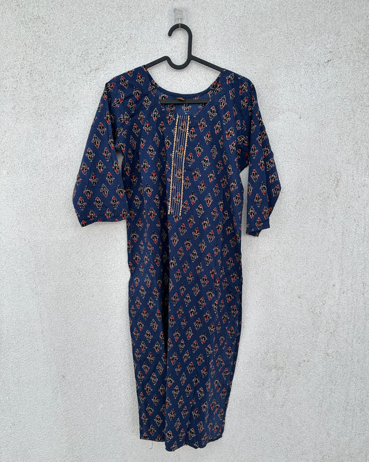 Blue handblock print kurta set (2 pcs)