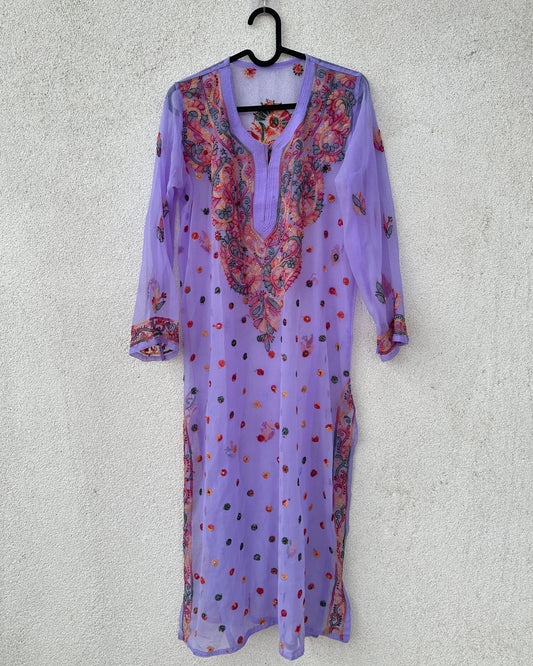 Violet georgette chikankari kurta