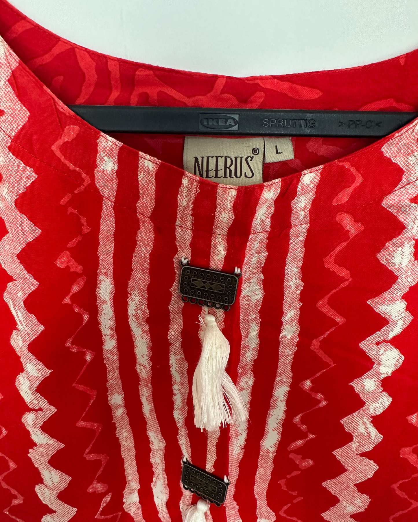 Red tie n dye print kurta