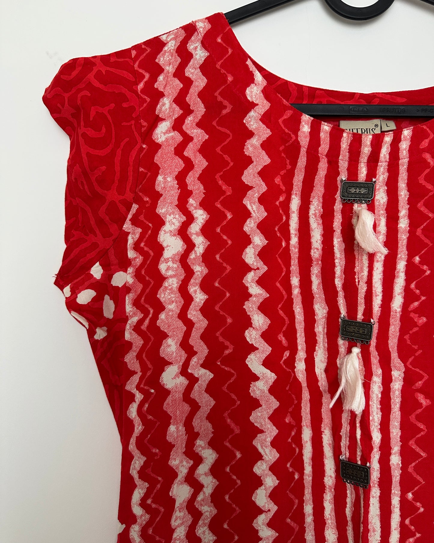 Red tie n dye print kurta