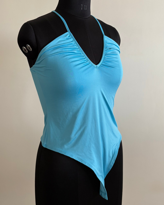Light blue bodysuit with adjustable straps