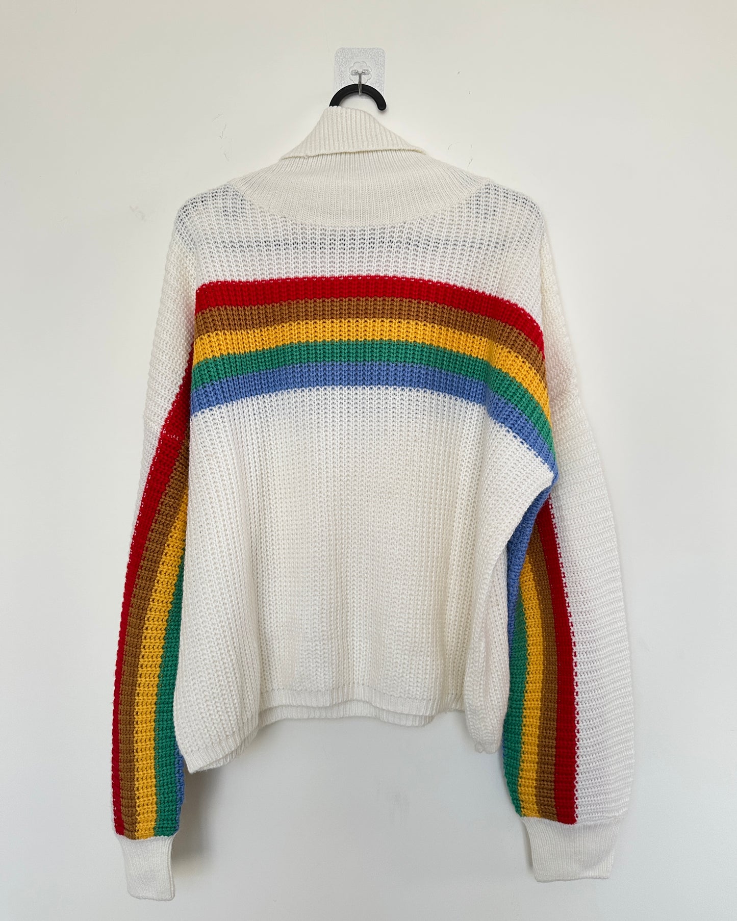 Oversized rainbow white knit sweater