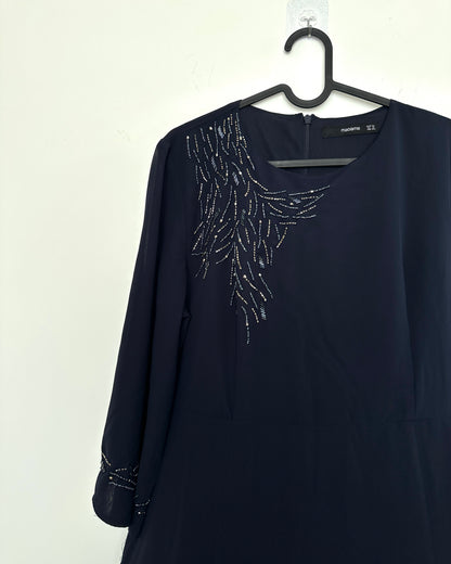 Navy blue maxi dress with embellishments