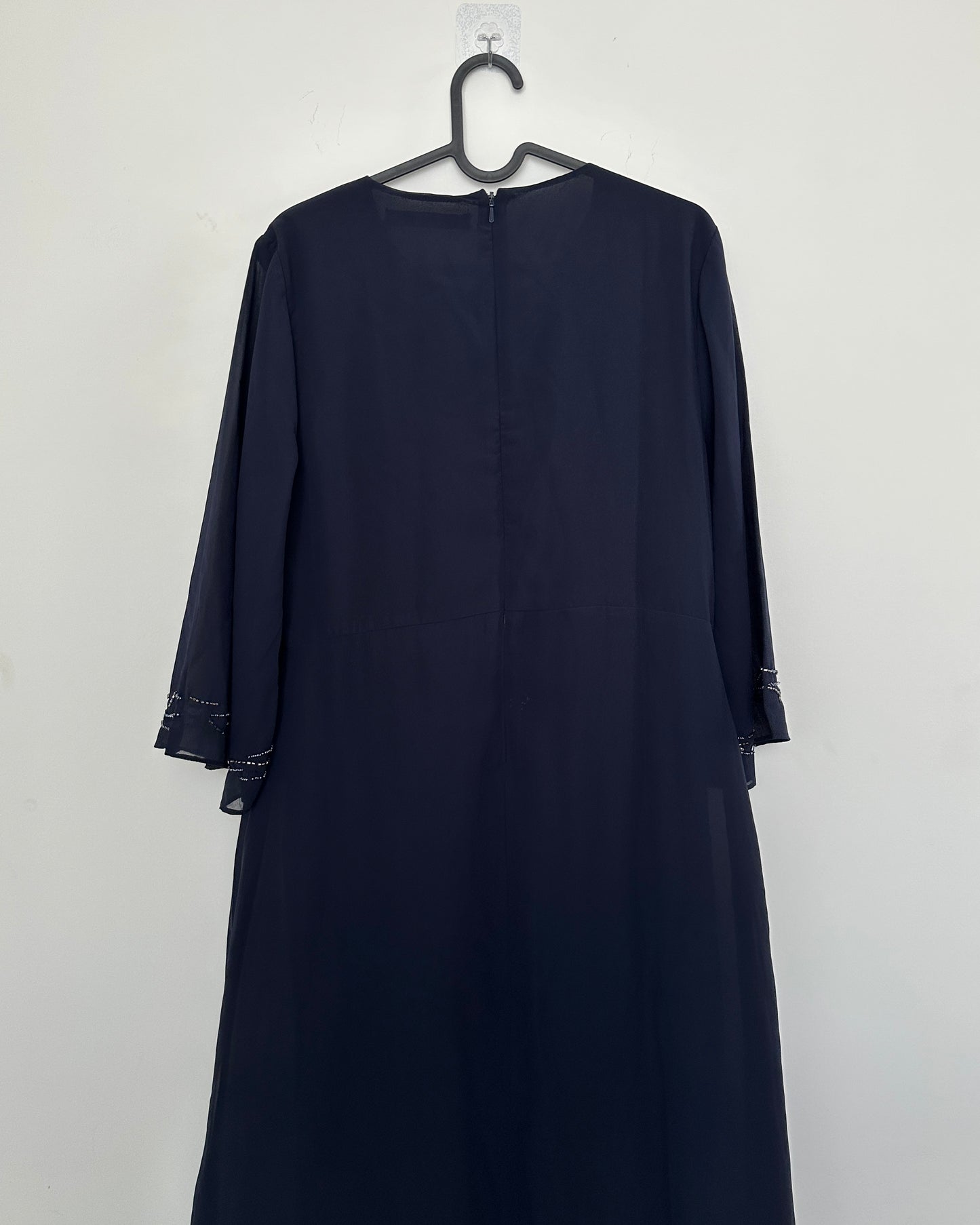 Navy blue maxi dress with embellishments