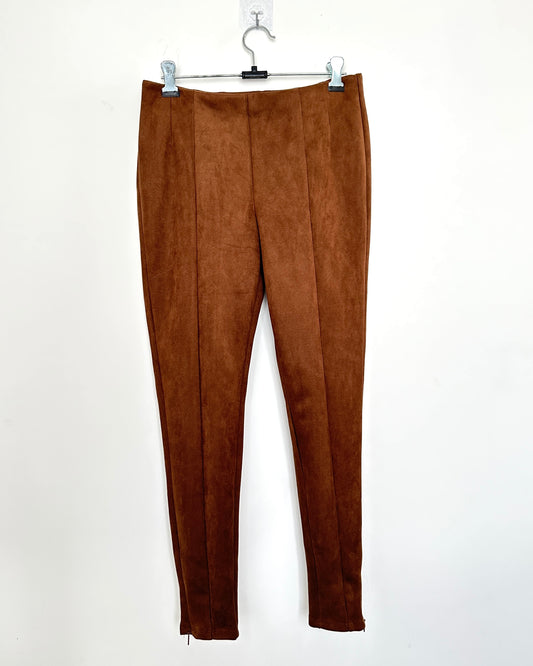 Brown suede finish pants