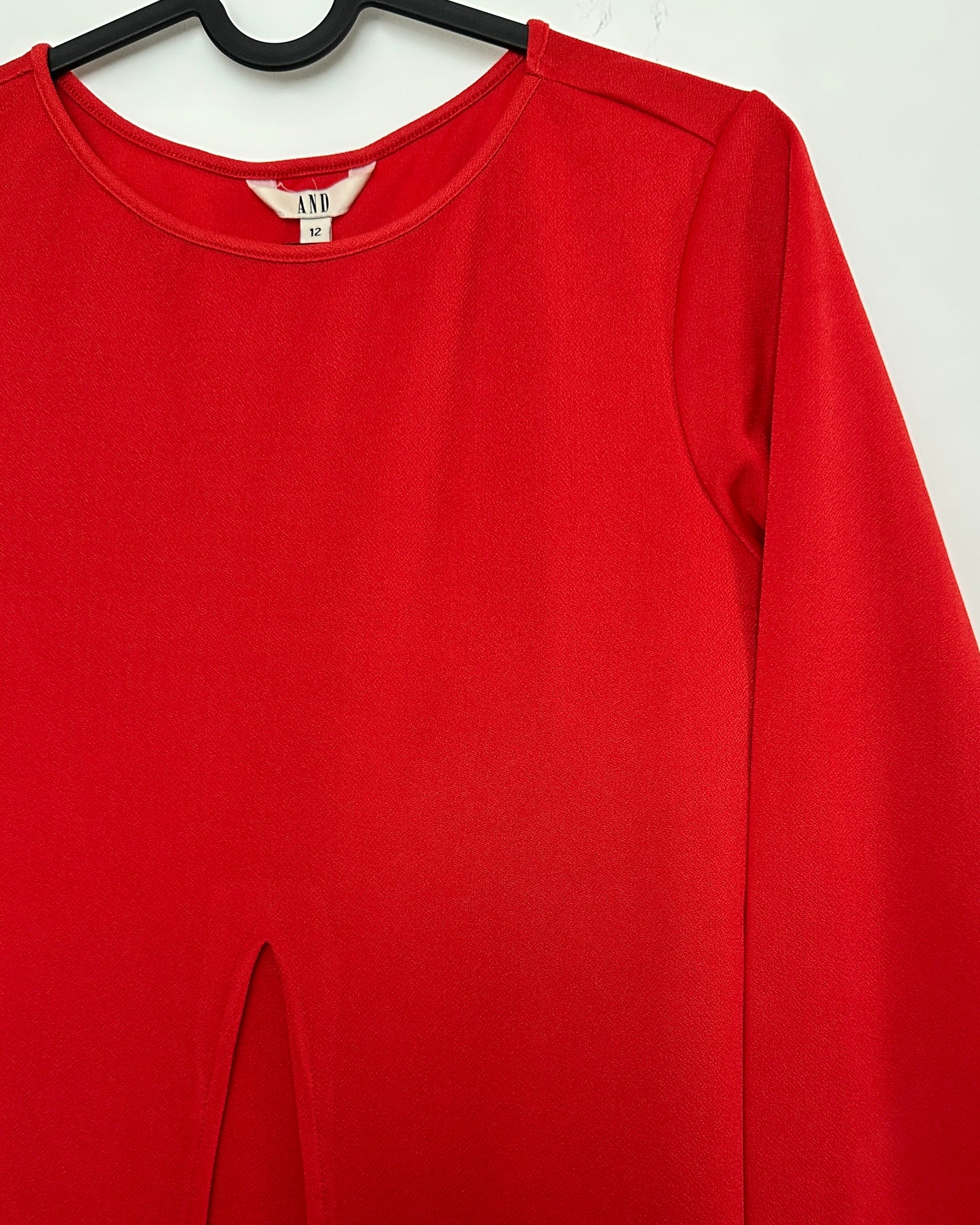 Coral orange midi dress with slit overlap