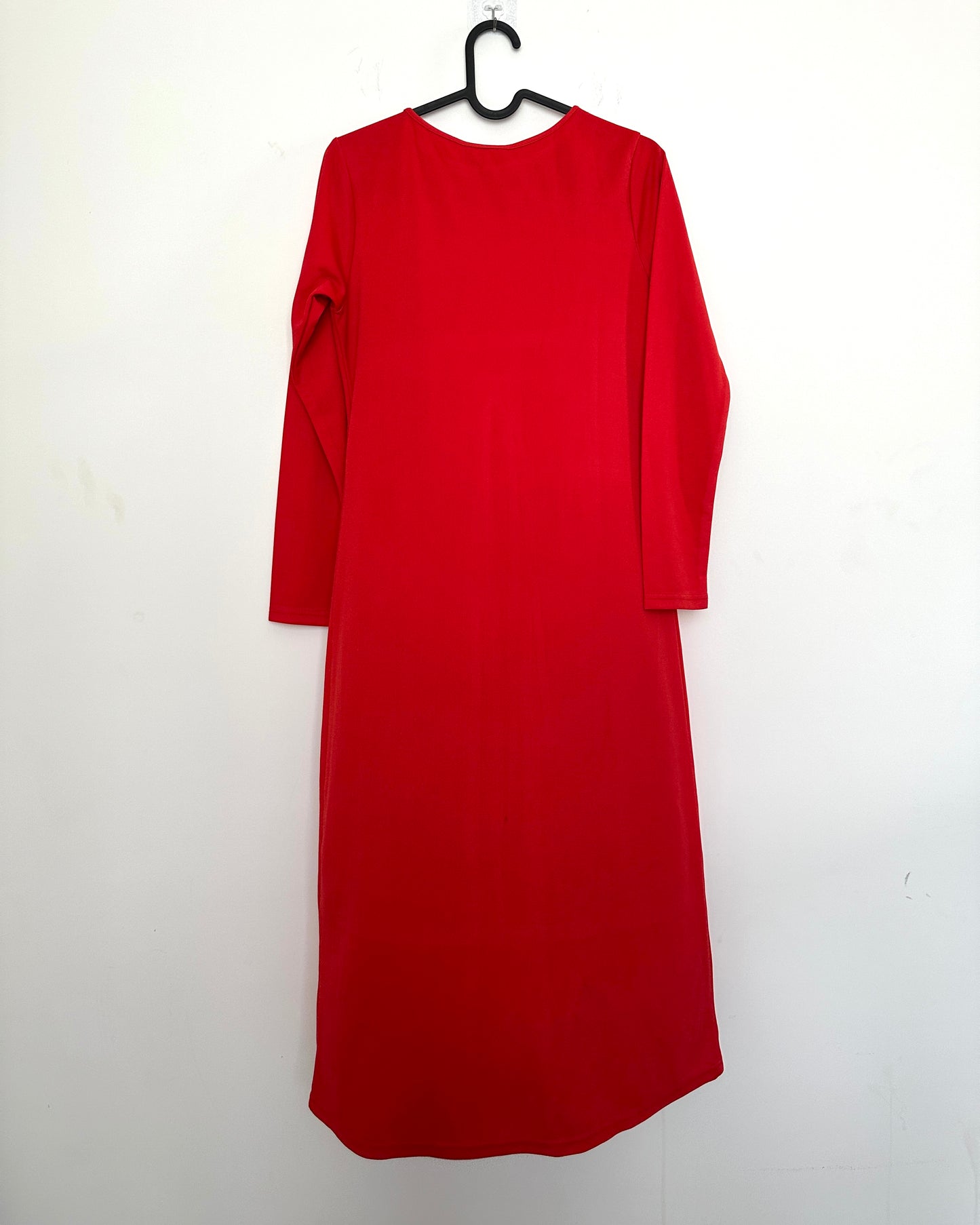 Coral orange midi dress with slit overlap