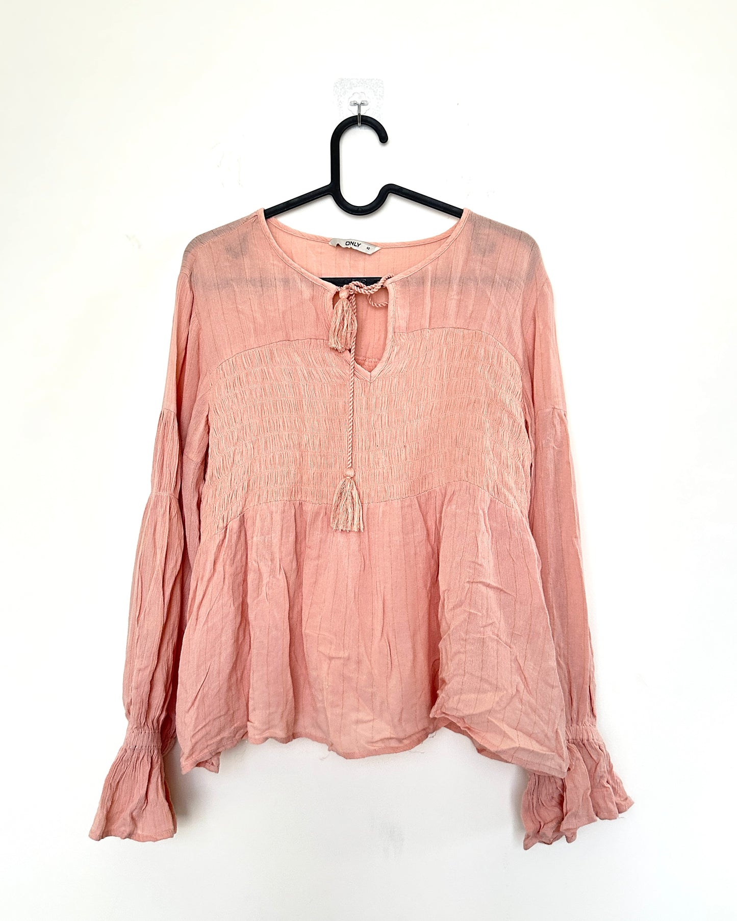 Baby pink shirred top