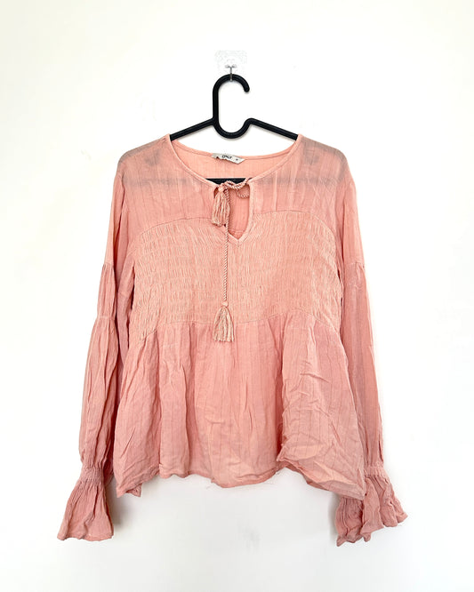 Baby pink shirred top