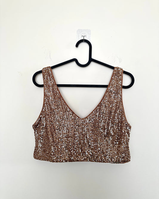 Brown crop bralette with sequins