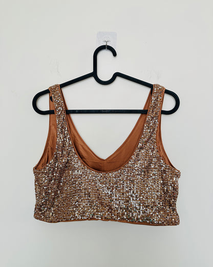Brown crop bralette with sequins