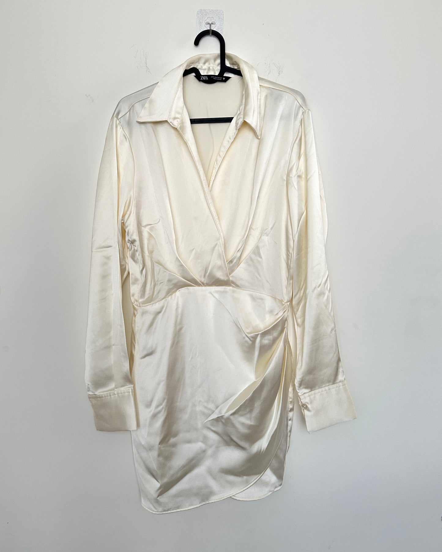 White satin pleated dress