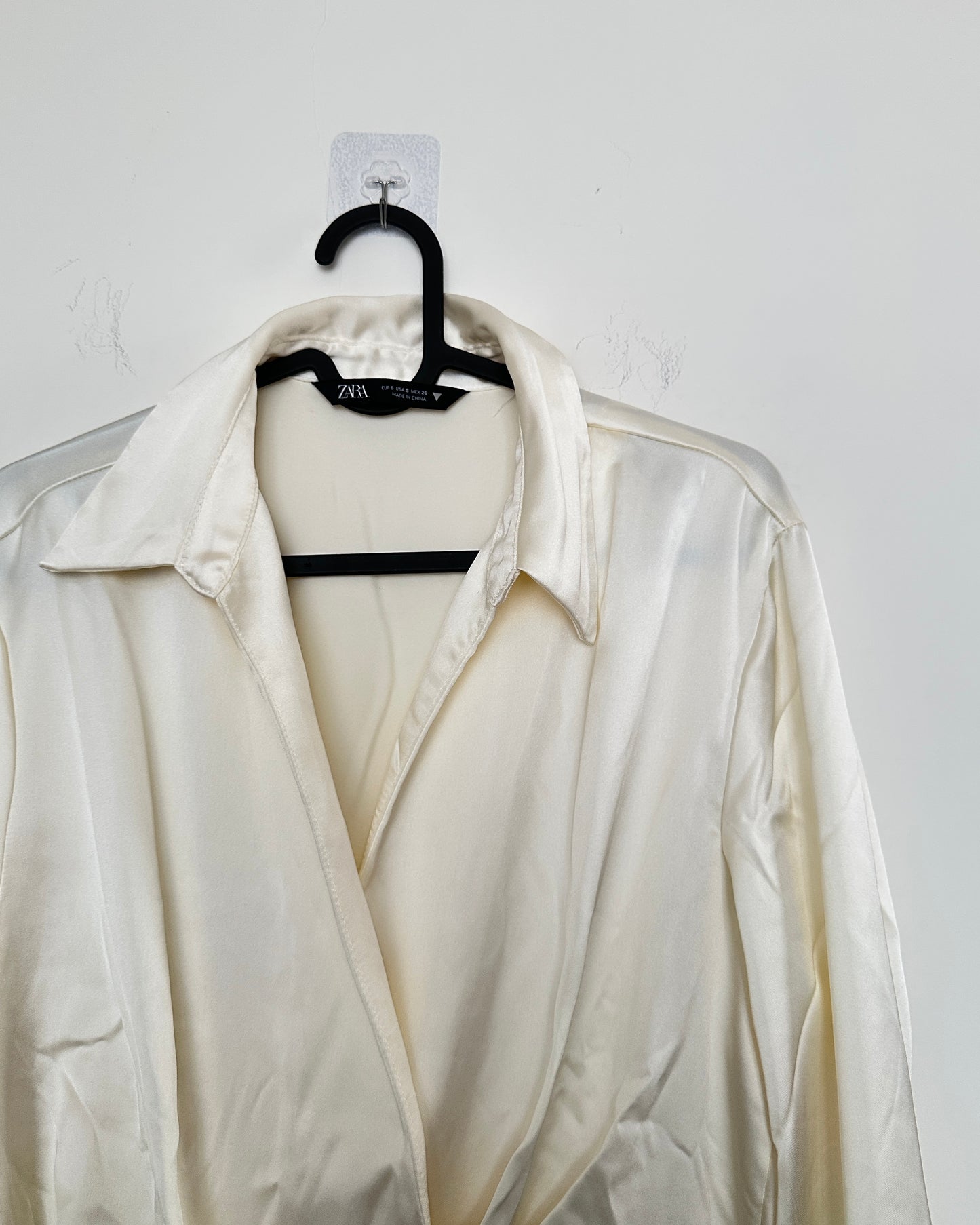 White satin pleated dress