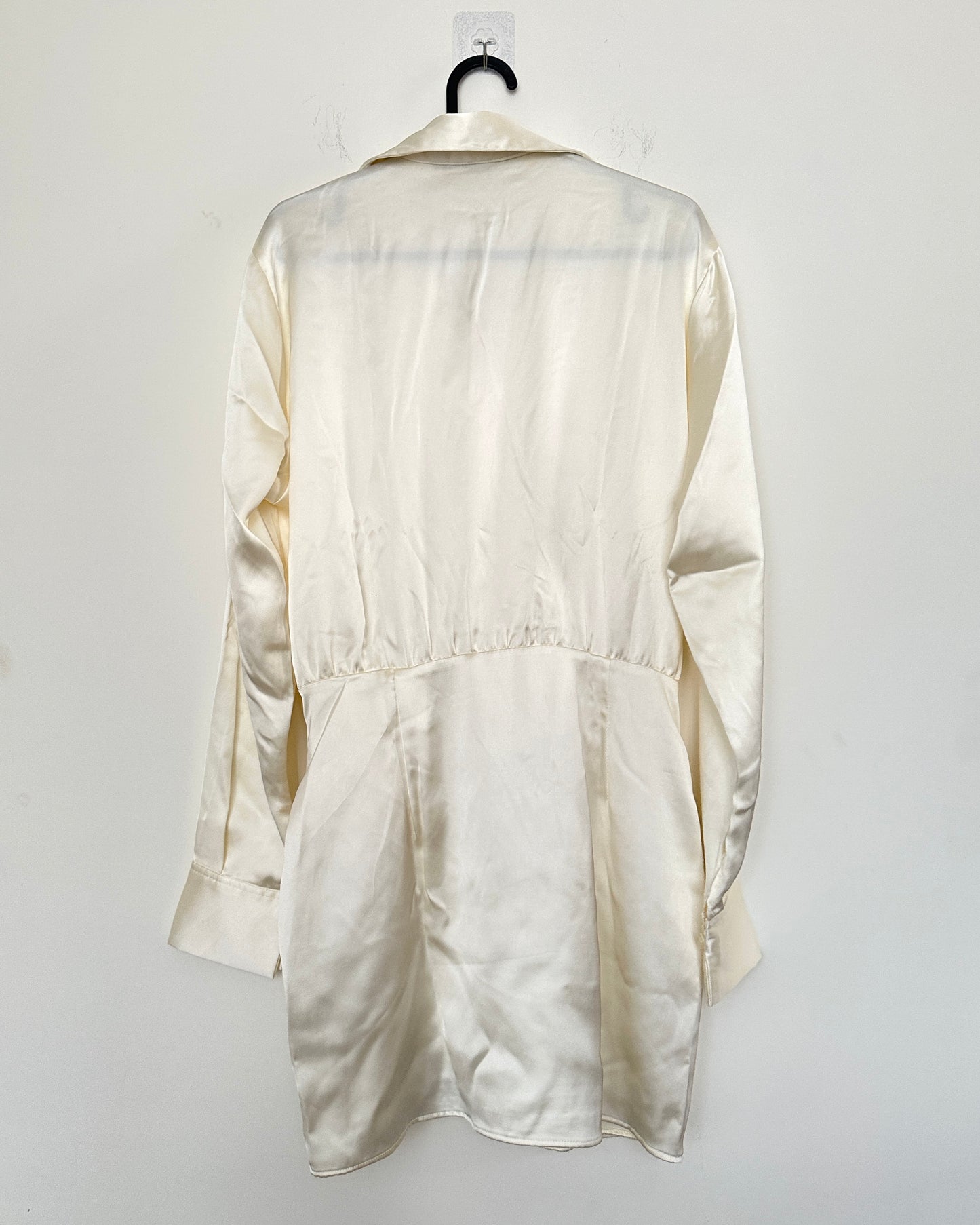 White satin pleated dress