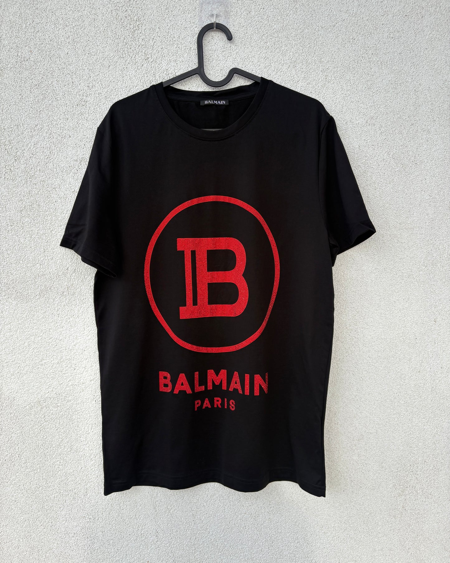 Black T-shirt with embellished logo