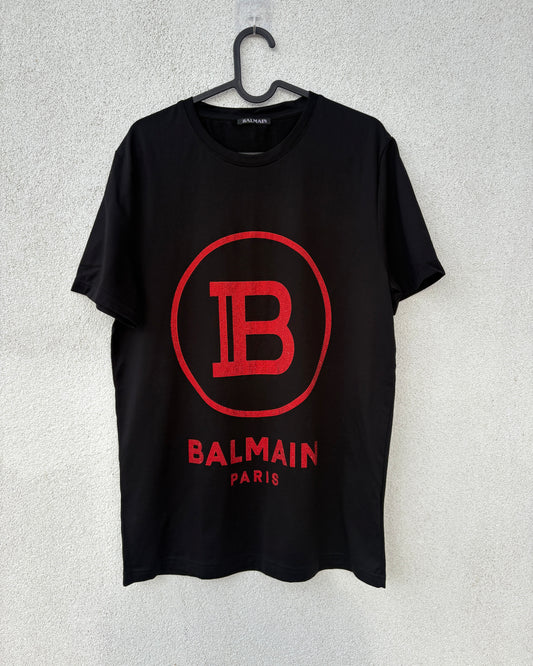 Black T-shirt with embellished logo