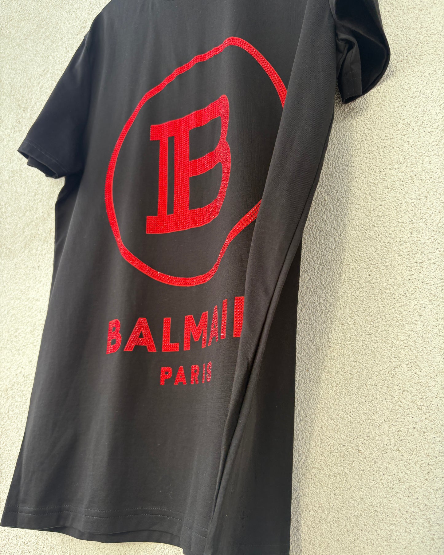 Black T-shirt with embellished logo