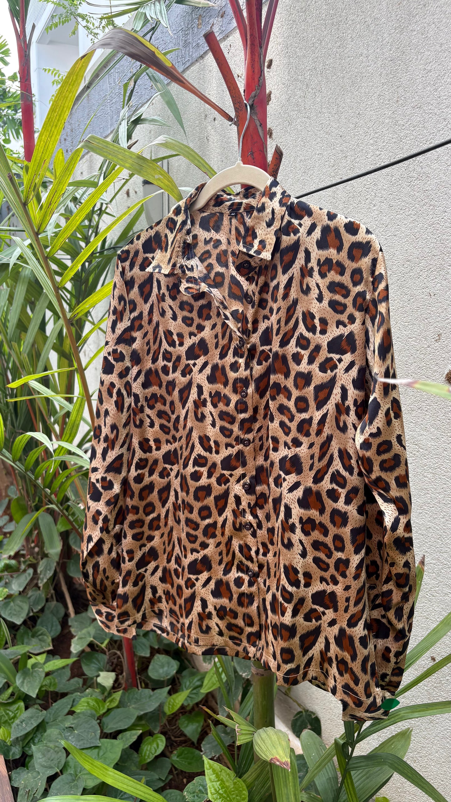 Animal print satin shirt