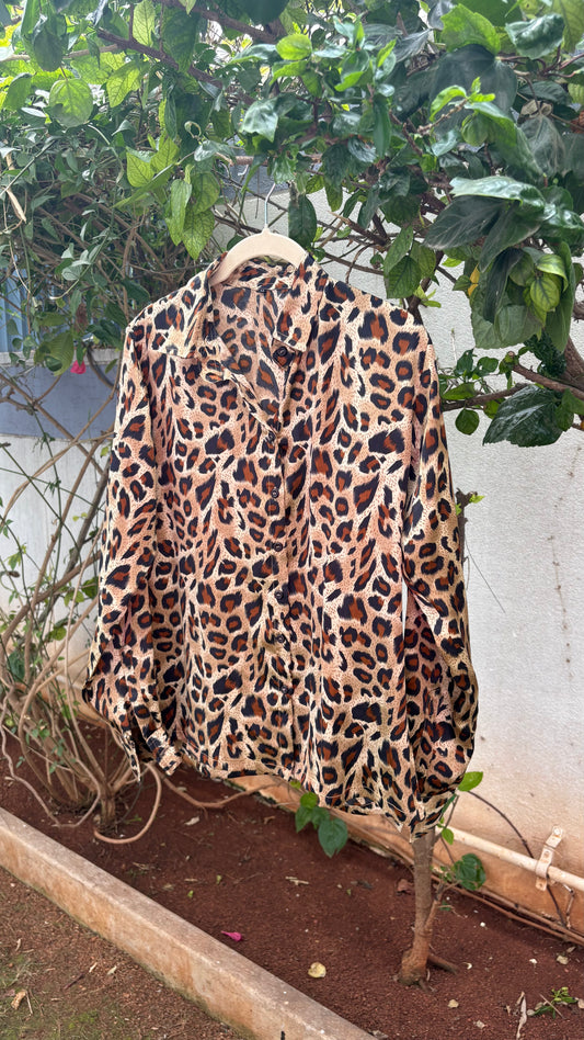 Animal print satin shirt