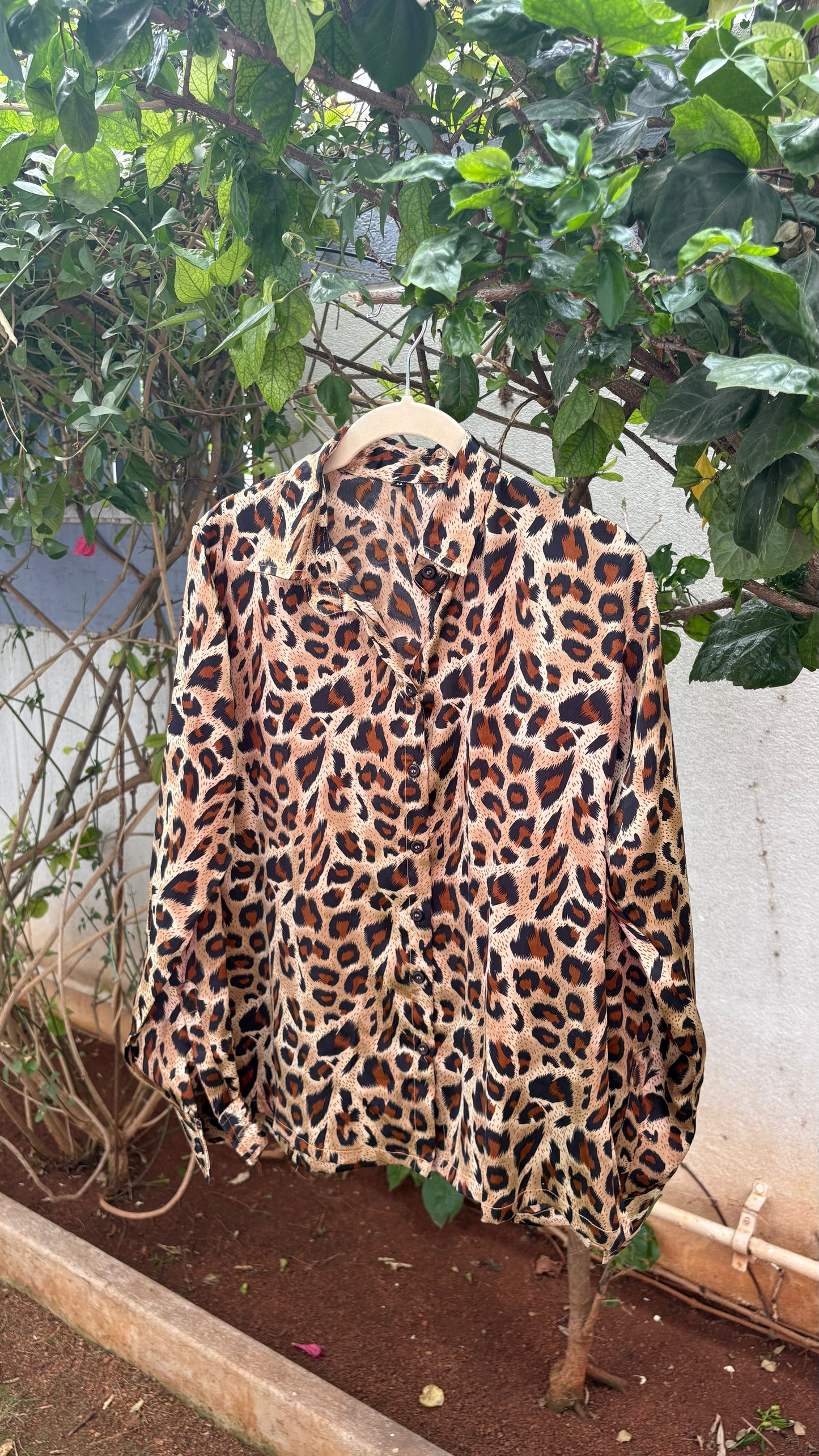 Animal print satin shirt