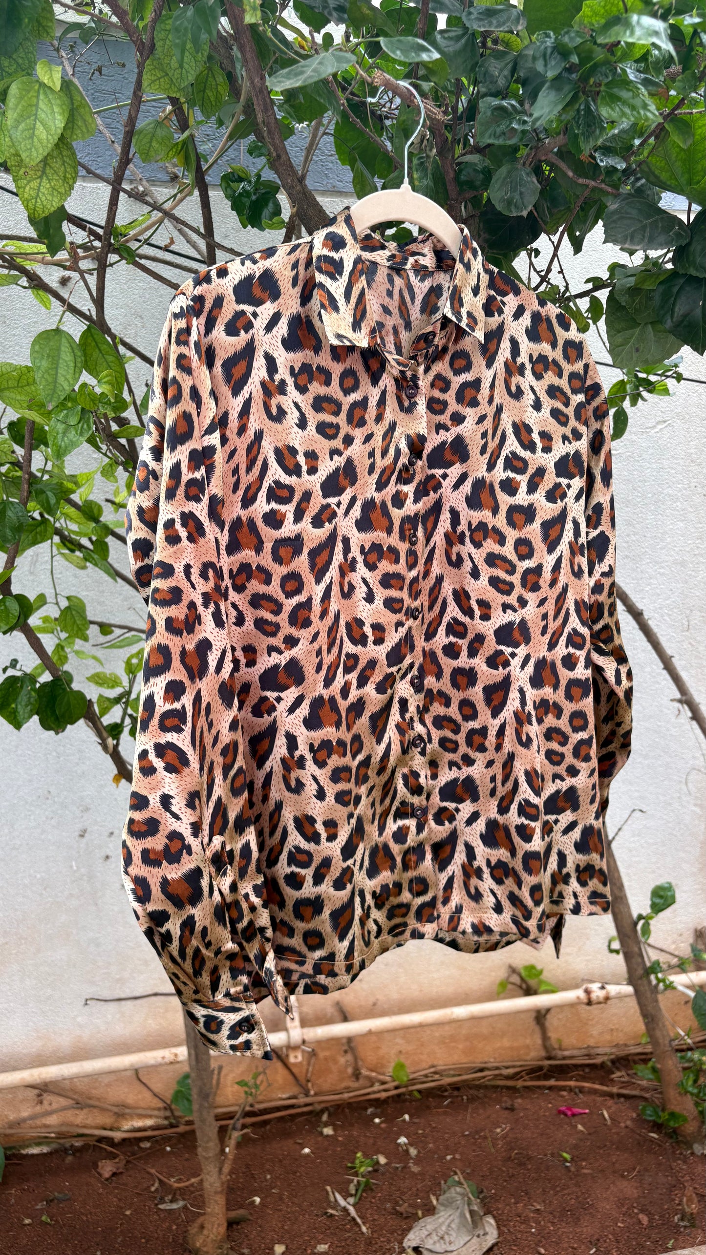 Animal print satin shirt