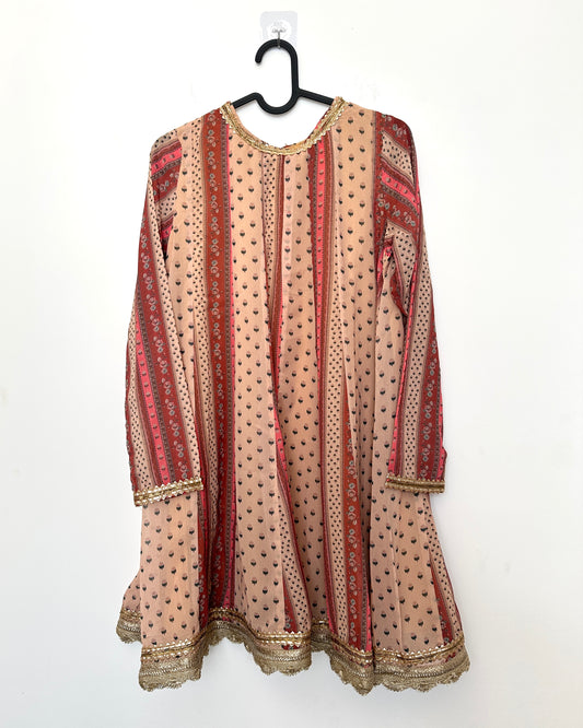 Peach and brown sharara set (set of 3)