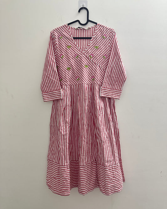 Red and white stripes kurta