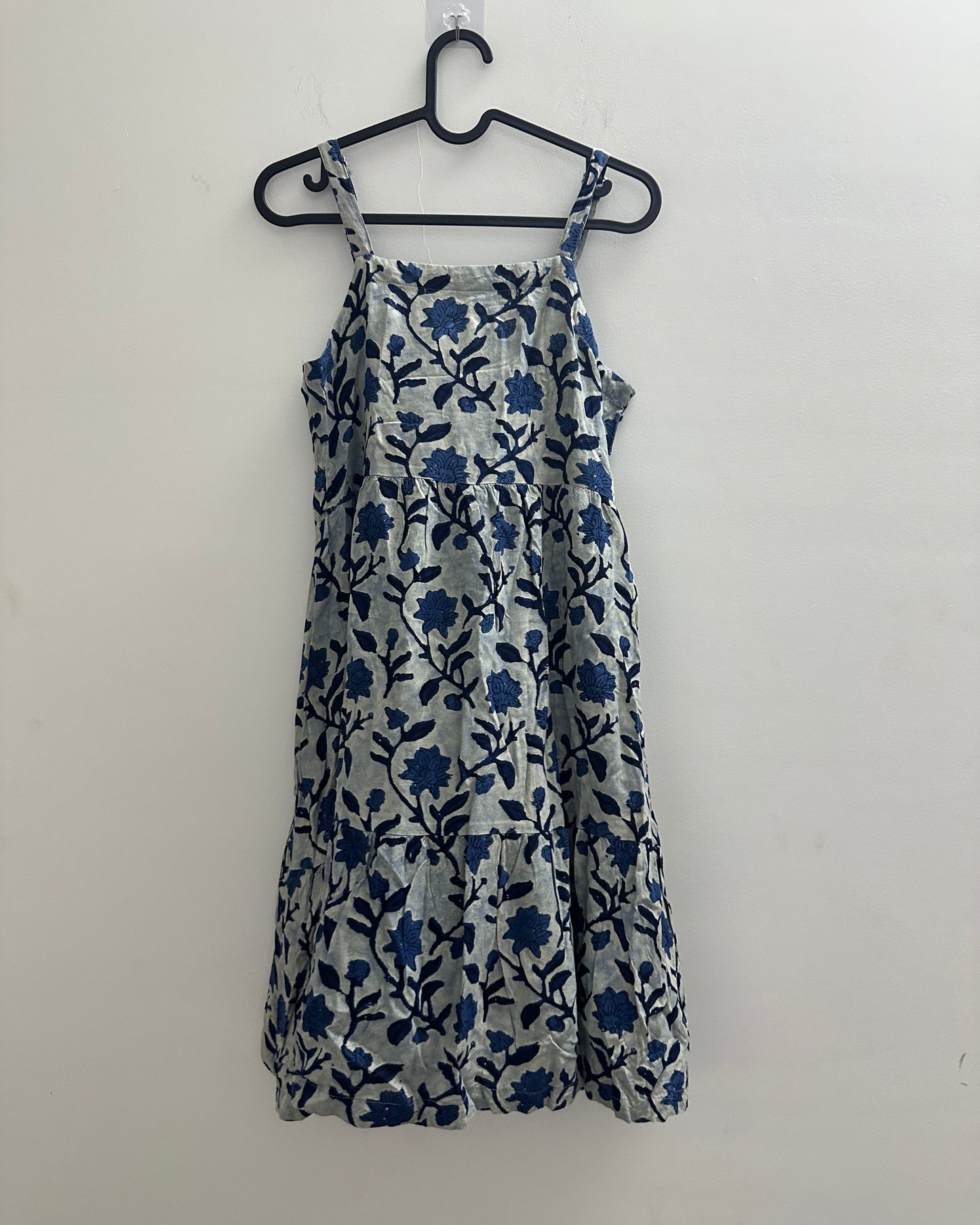 Indigo blue tiered floral kurta