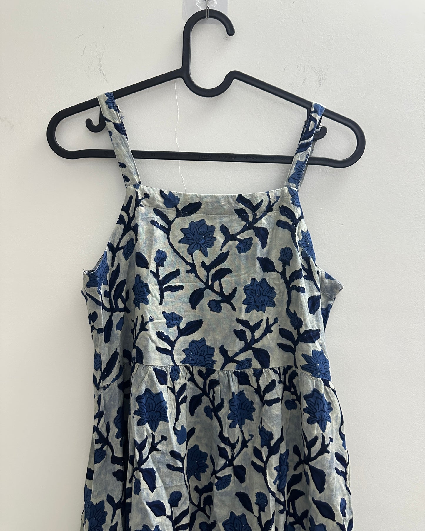 Indigo blue tiered floral kurta