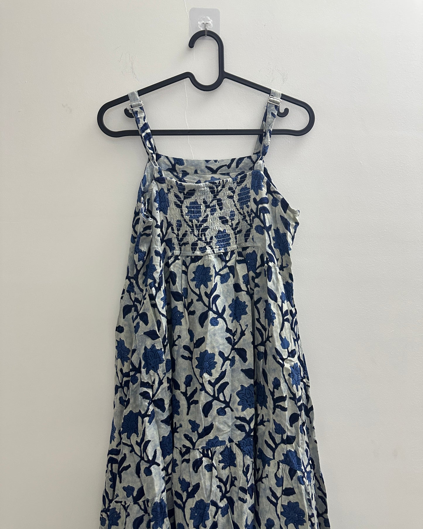 Indigo blue tiered floral kurta