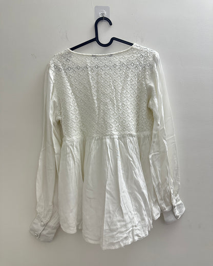 White full sleeve top with gathers