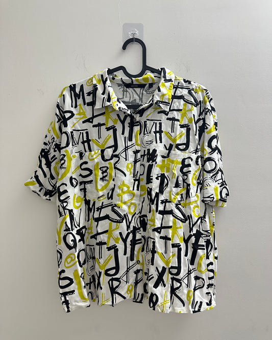 White graphic print boxy shirt