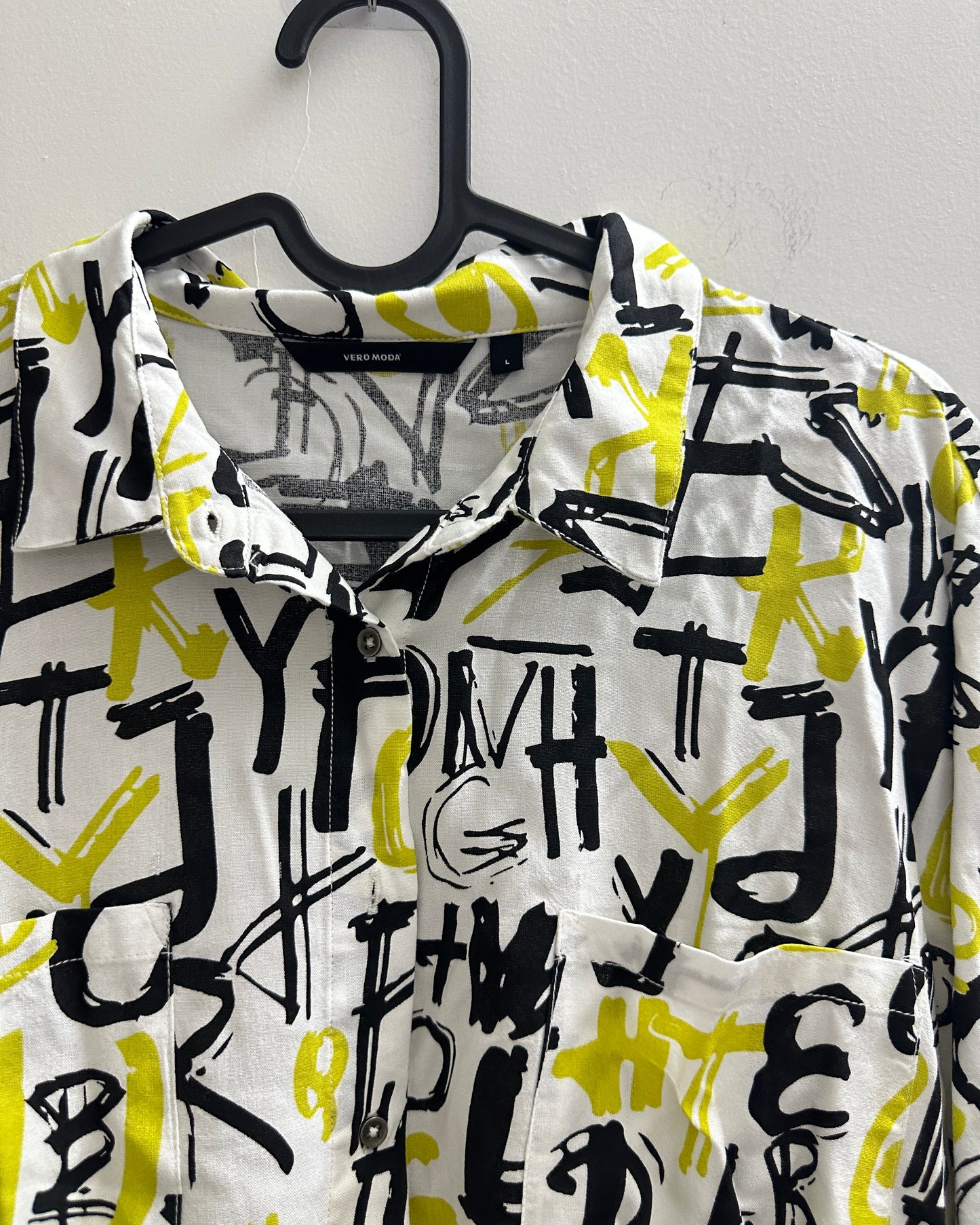 White graphic print boxy shirt