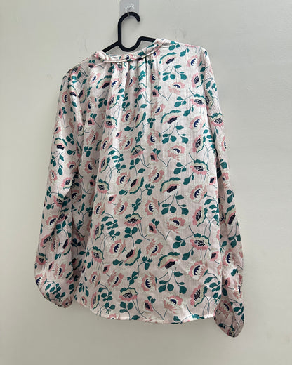 Pastel pink blouse top with floral print