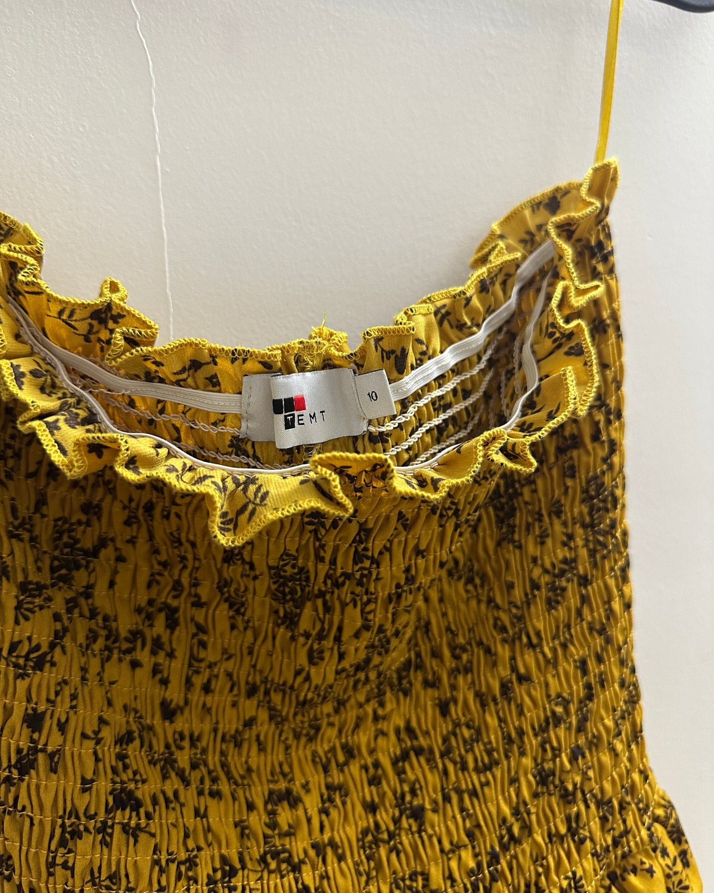 Yellow off-shoulder printed romper