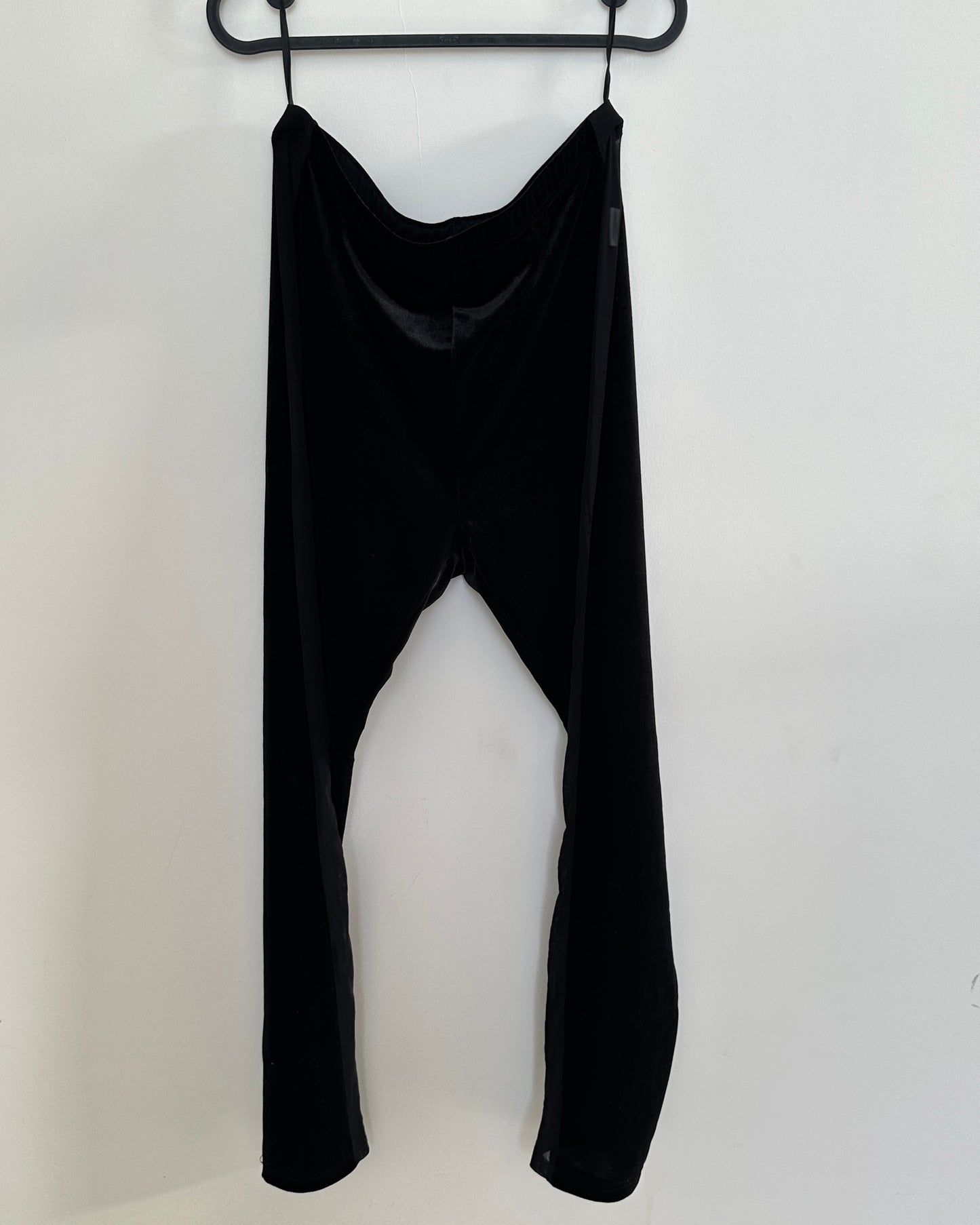 Velvet leggings with sheer side panels