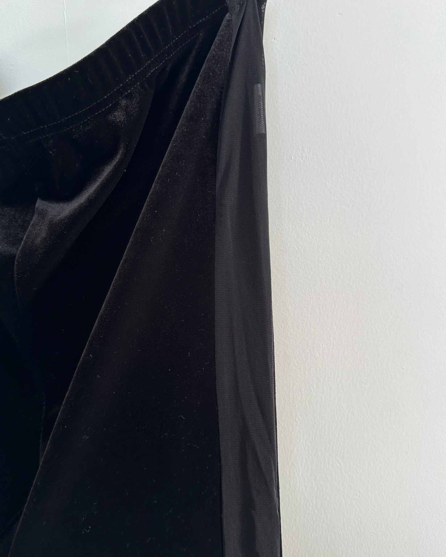 Velvet leggings with sheer side panels