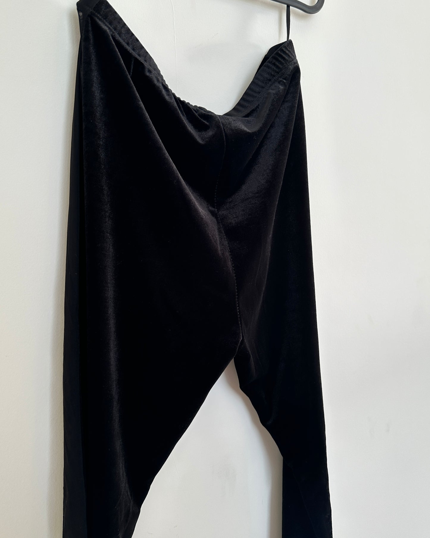 Velvet leggings with sheer side panels