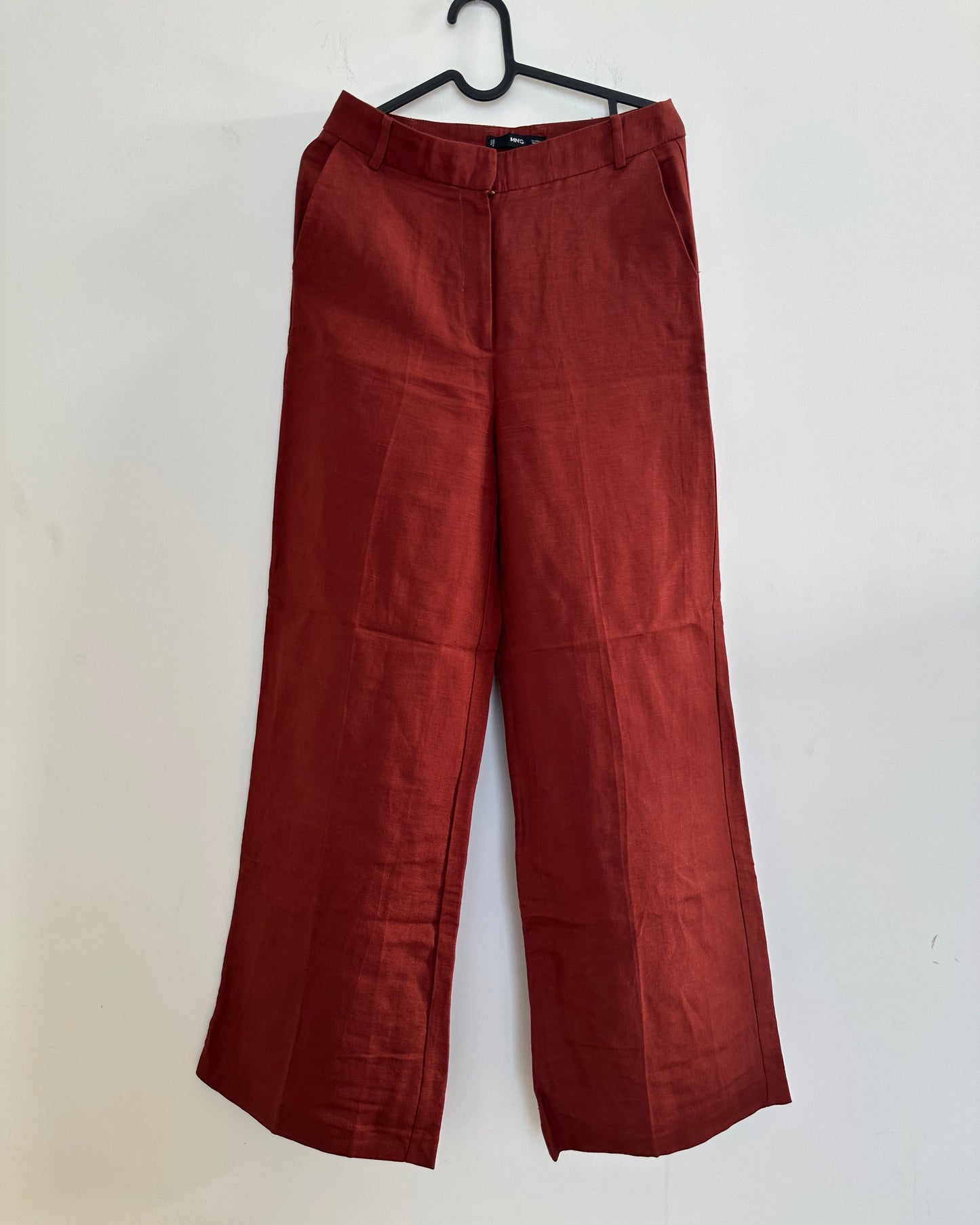 Brown wide leg linen trousers